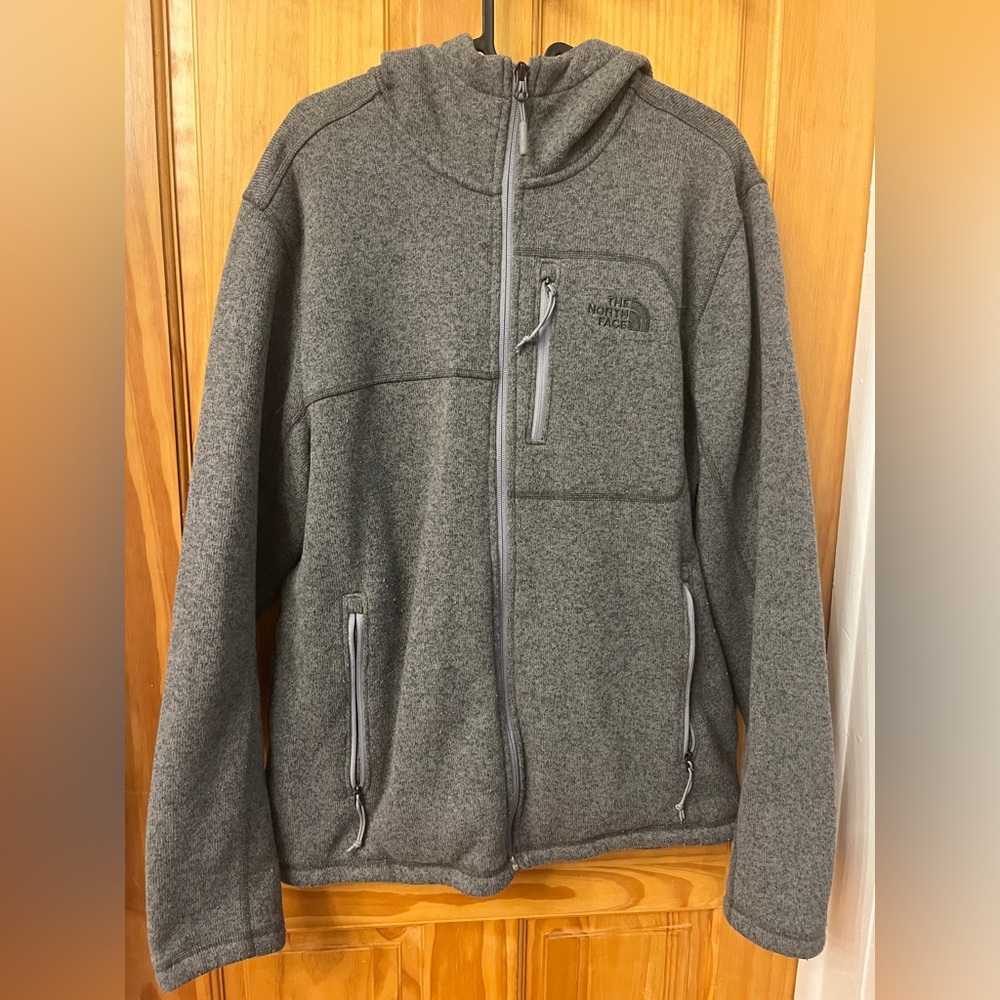 The North Face Gray Knit Zip Up Jacket Size L